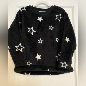 LOFT XSP velour black and white star sweatshirt. NWT